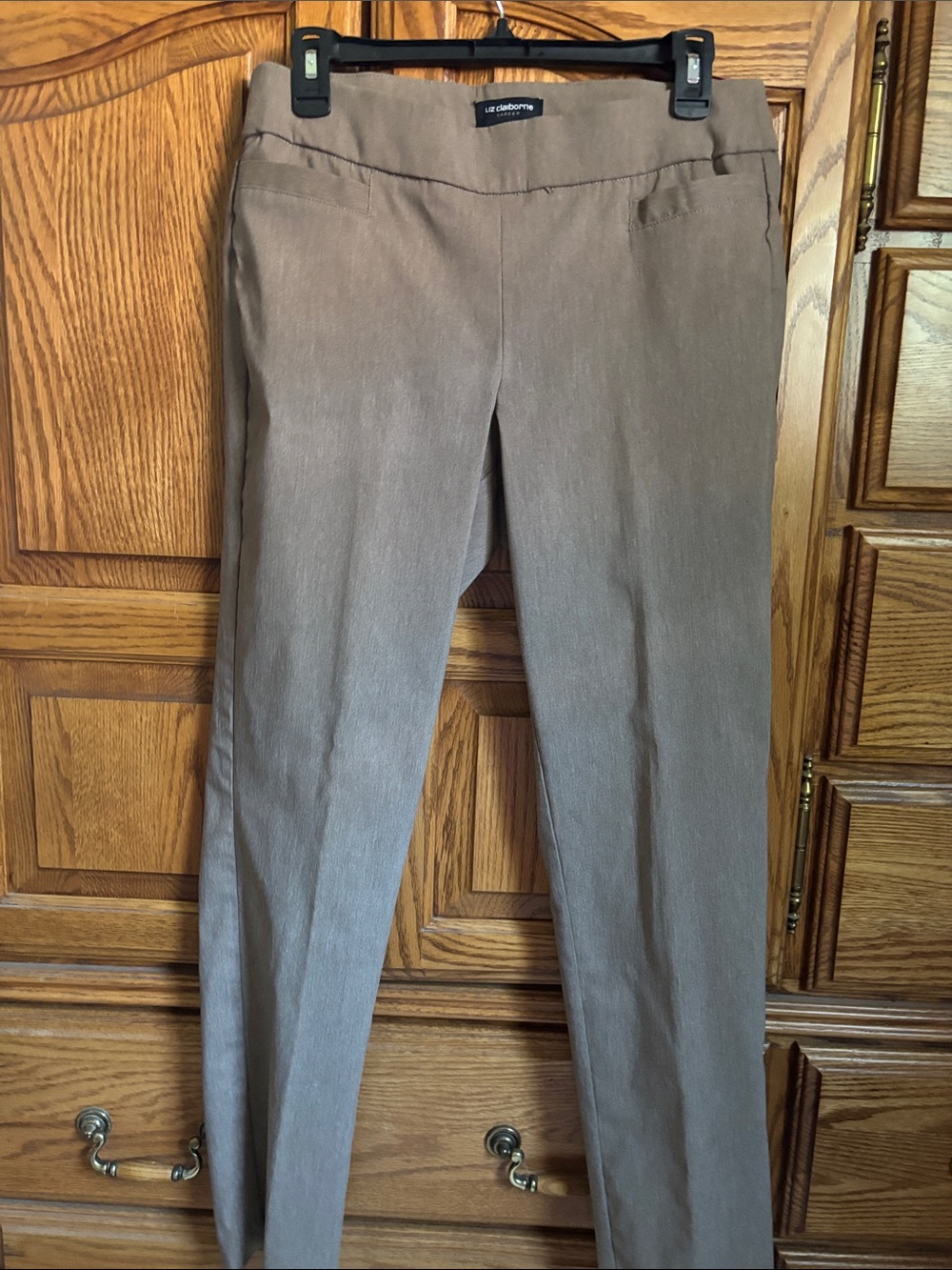 Liz Claiborne Taupe Slim Straight Dress Pants